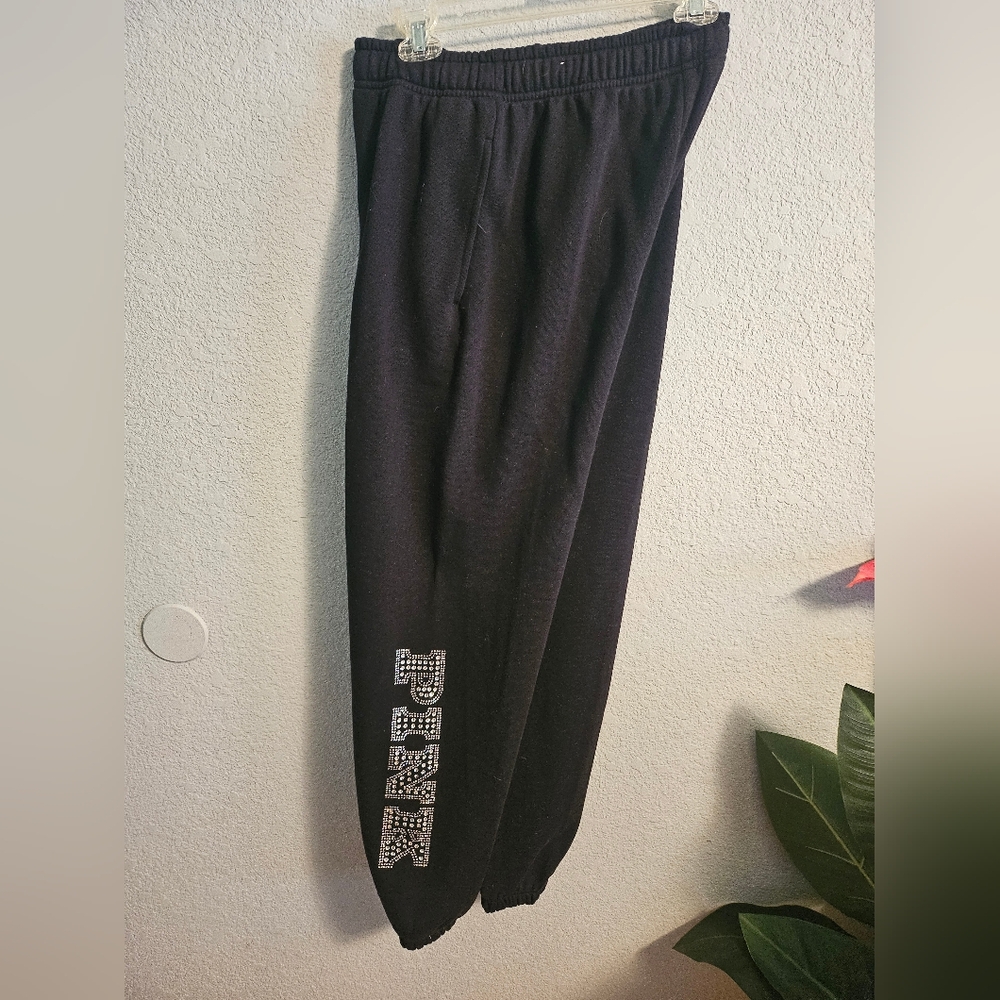 Black Sweatpants with Rhinestone Detail